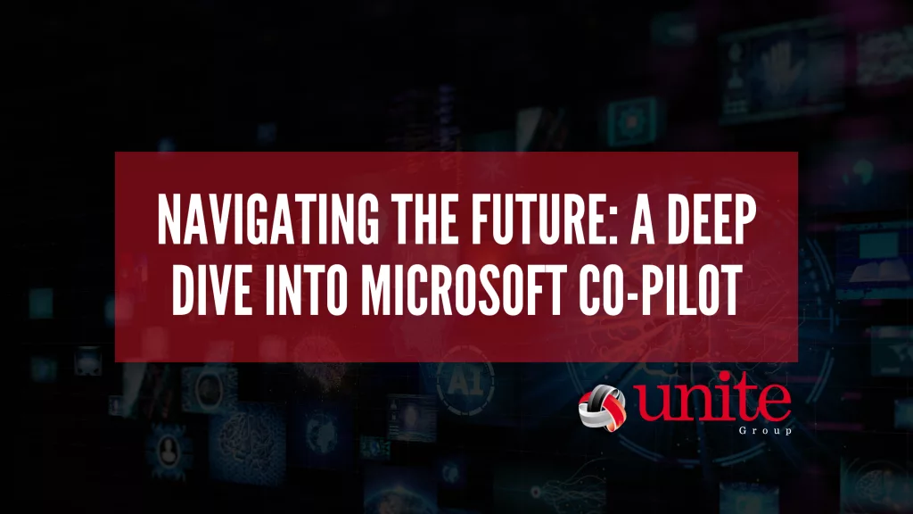 text read: Navigating the Future: A Deep Dive into Microsoft Co-Pilot