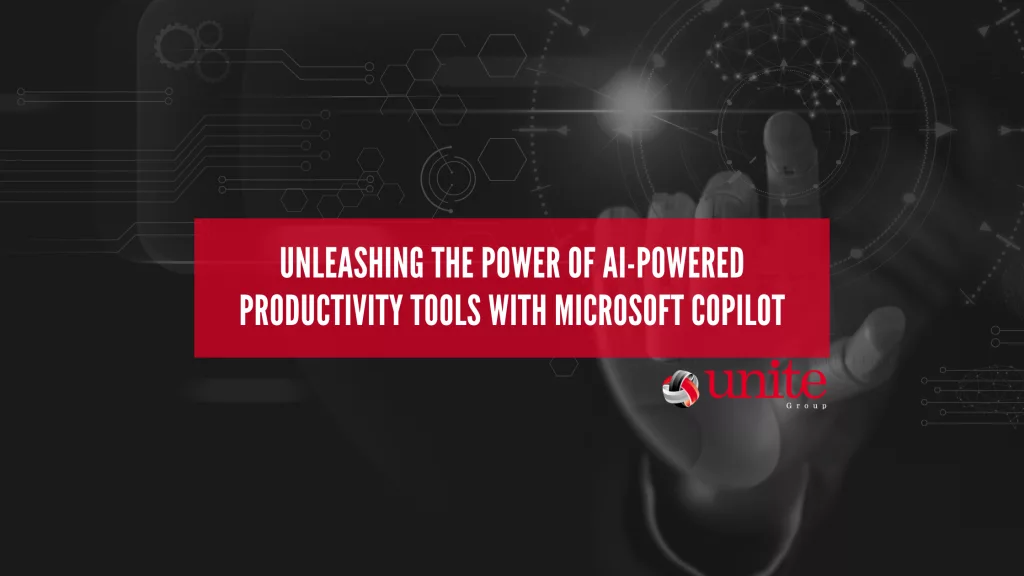 text reads: Unleashing the Power of AI-Powered Productivity Tools with Microsoft CoPilot